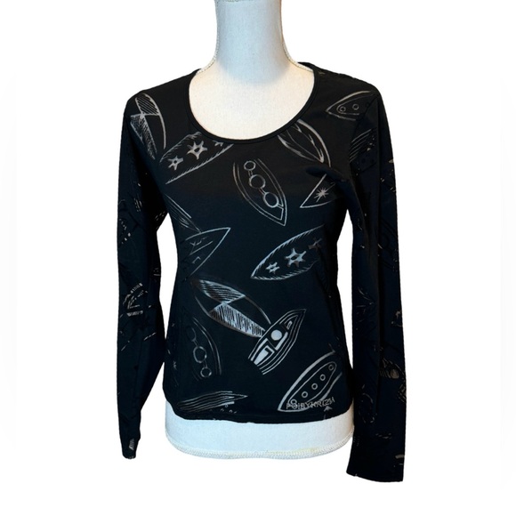 Poi By Ktizis Tops - NWOT Vintage POI by Krizia Women’s Black Sheer Detail Long Sleeve Top. Size 6